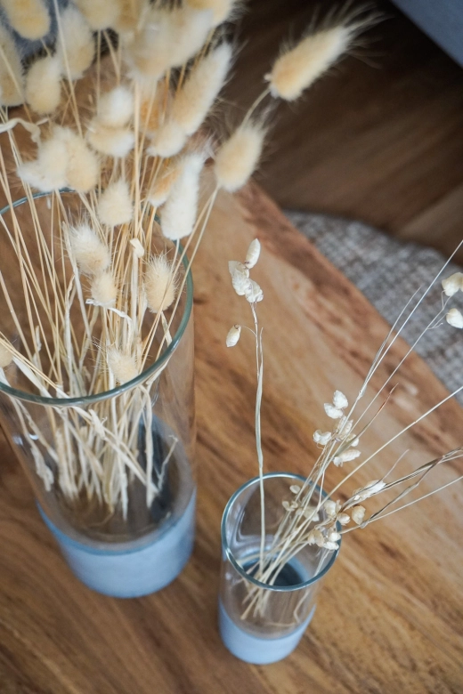 Concrete and glass flower vase