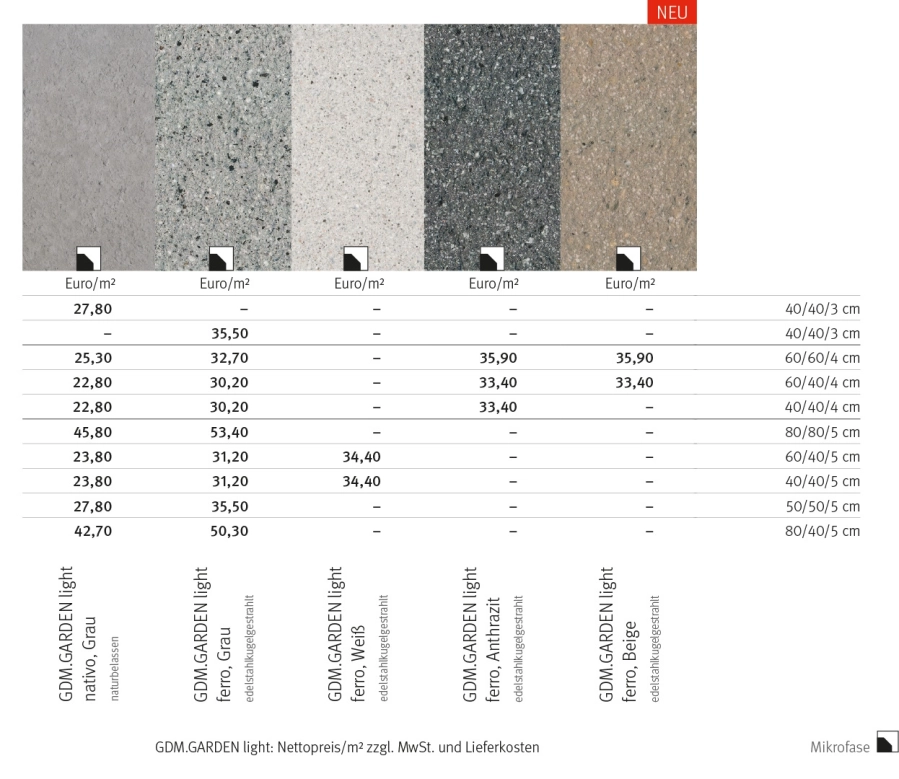 price table terrace slab discount special discount special price surface colors prices