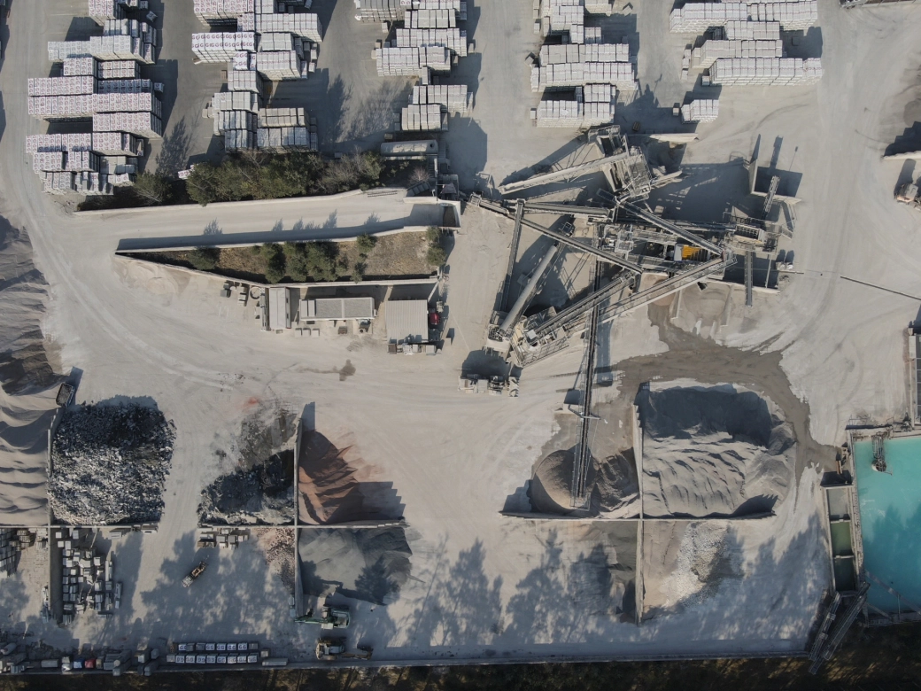 Aerial view of the recycling plant.