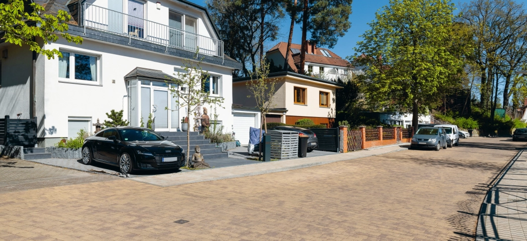 street residential area planted driveway