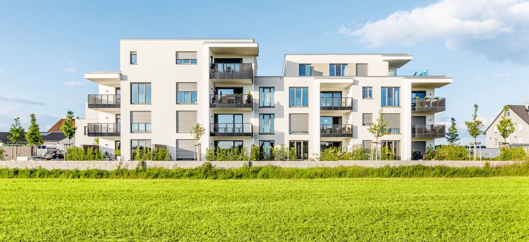 residential complex inner courtyard planted