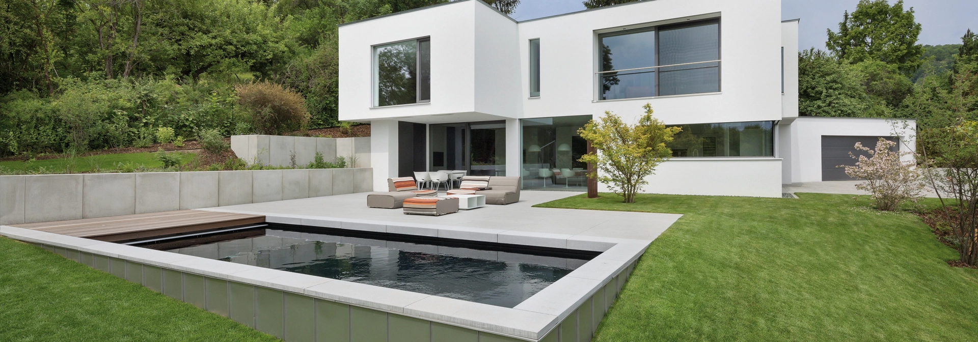 modern house window pool terrace