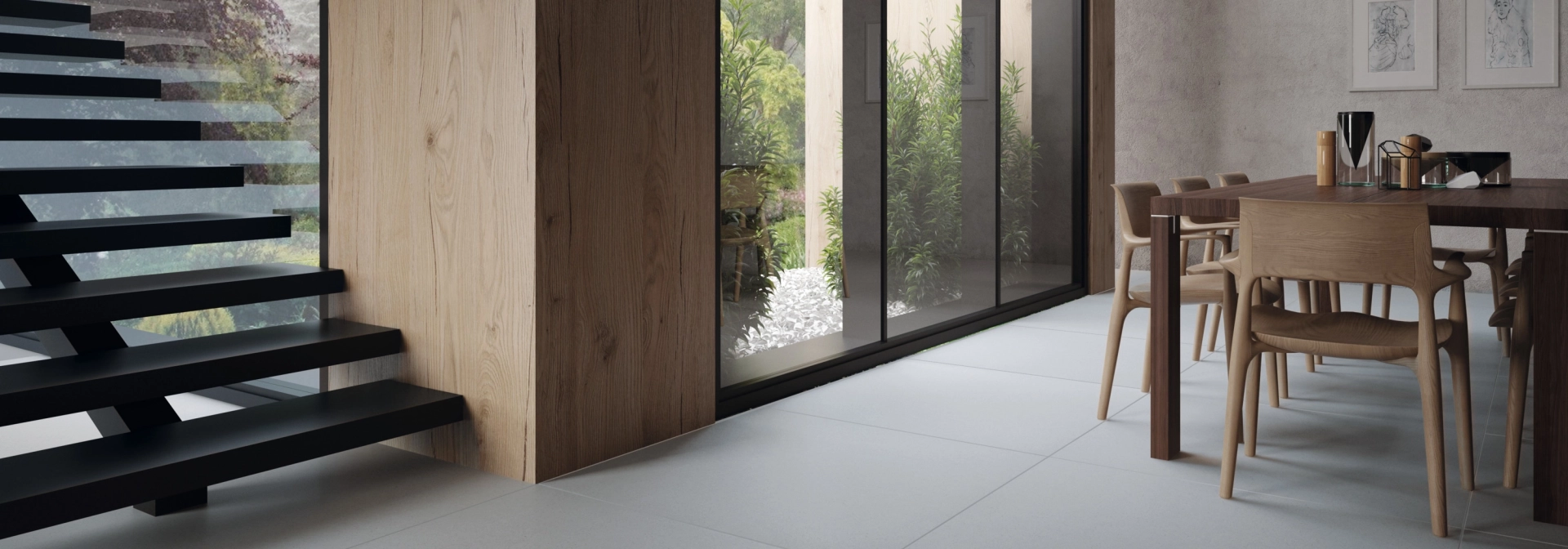 Floor tiles in the living area of a villa