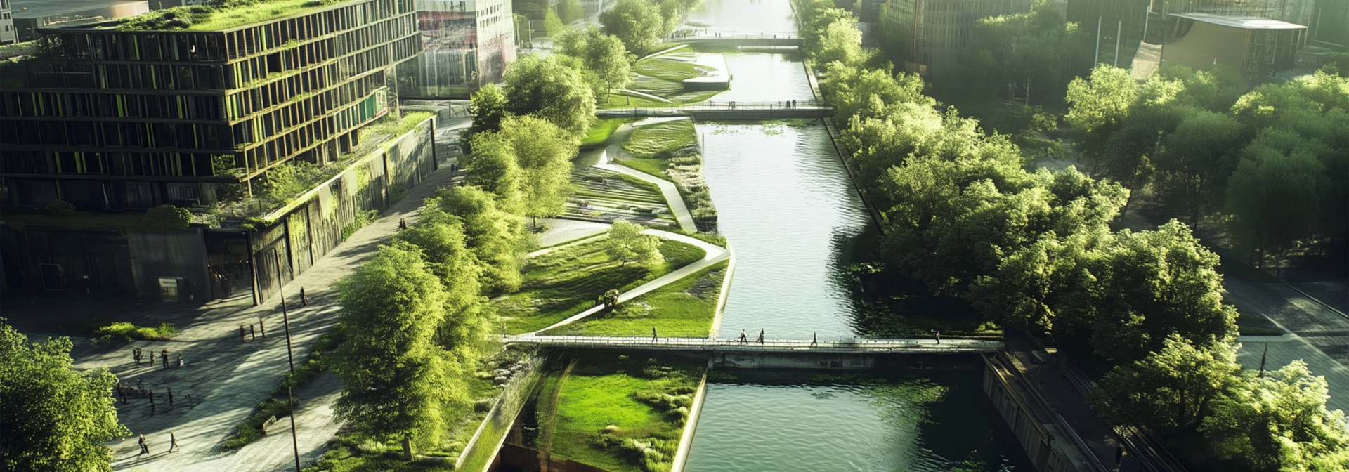 KI-generiertes Bild einer Schwammstadt