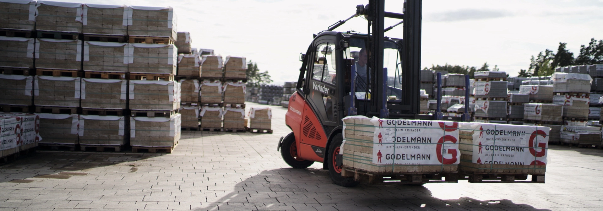 godelmann stapler verlader steinpakete pflastersteine paketfolie