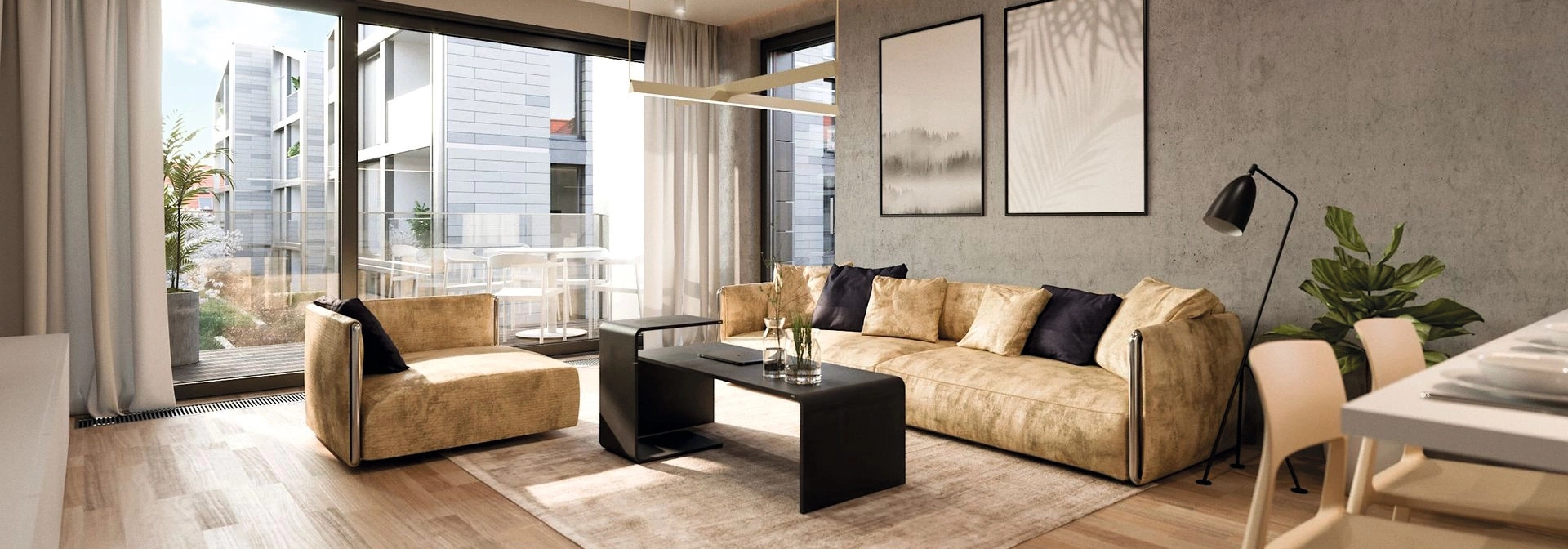 Living room with modern furnishings