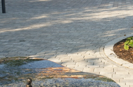 dorfplatz bepflanzt brunnen