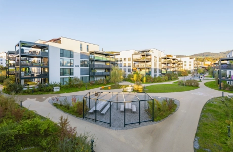 residential quarter residential building planted garden family-friendly