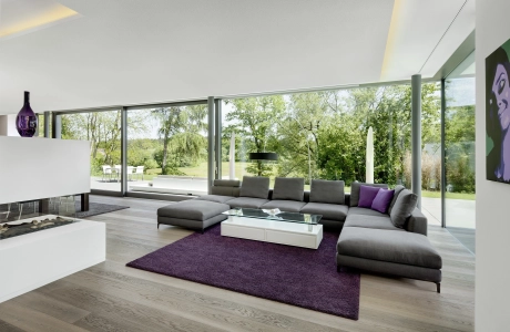 innenraum modern glasfront