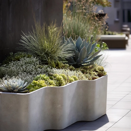 Rendering: Cascade Planter mit mediterraner Bepflanzung