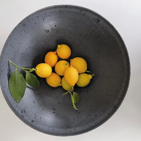 Concrete bowl with lemons