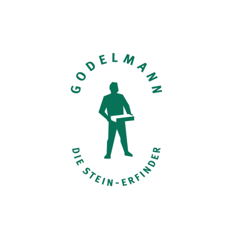 Green GODELMANN logo in the form of a stamp.