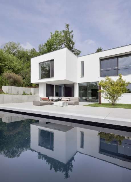 modern house window pool terrace