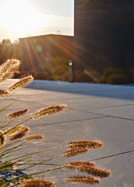 company entrance space planted