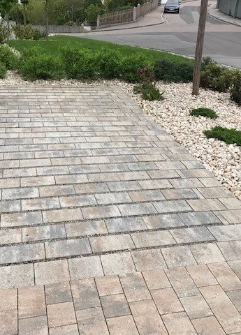 modern house planted parking lot 