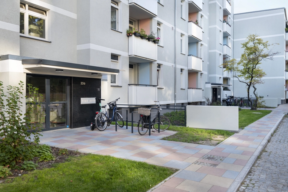 residential street planted entrance