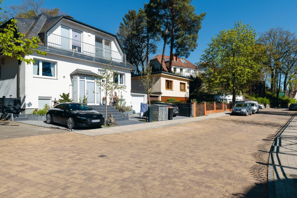 street residential area planted driveway