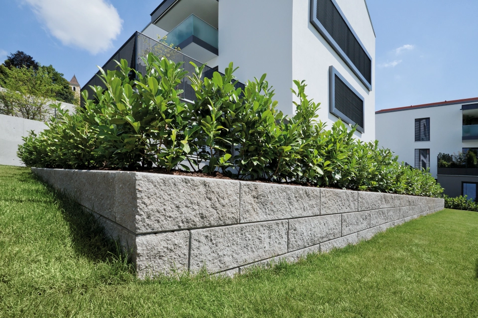 modern apartment building garden wall