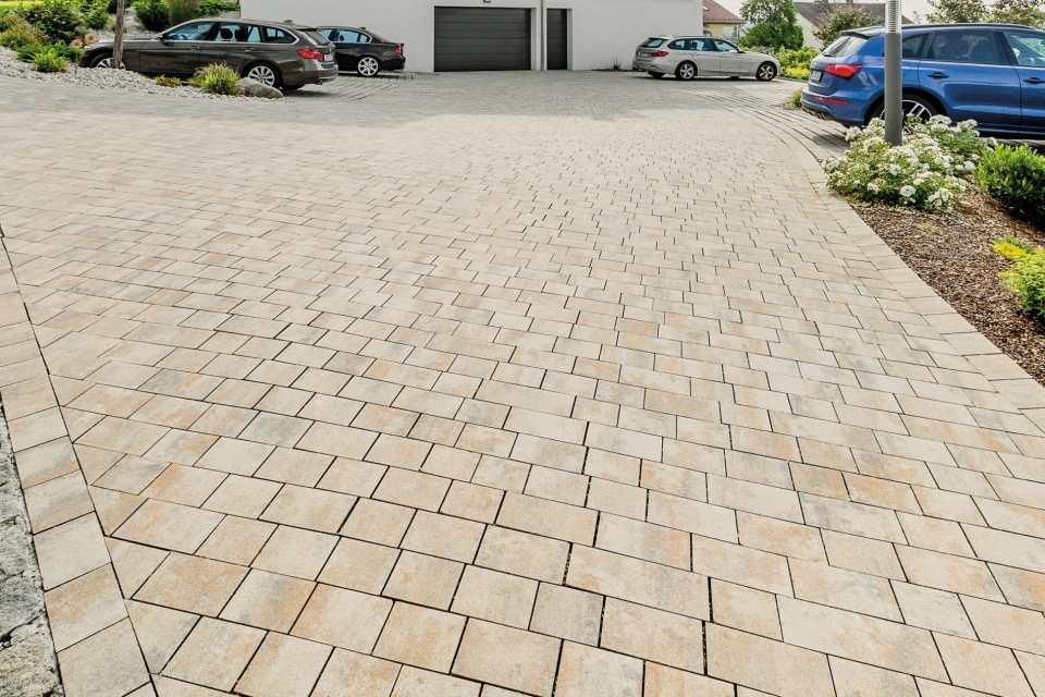 modern house planted driveway 